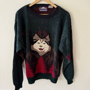 Vintage Knit Alpine Husky Holiday Sweater